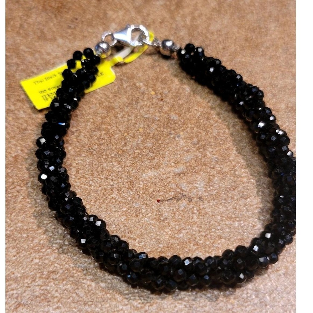 NEW Sparkling Black Thai Spinel Sterling Silver Bracelet